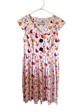 Beebop & Wally New York Womens Bird Print Dress Size Large Retro